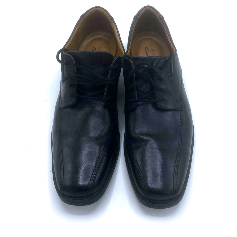Clarks Tilden Plain II Mens Shoes 11.5 W Wide Black Leather Waterproof Excellent